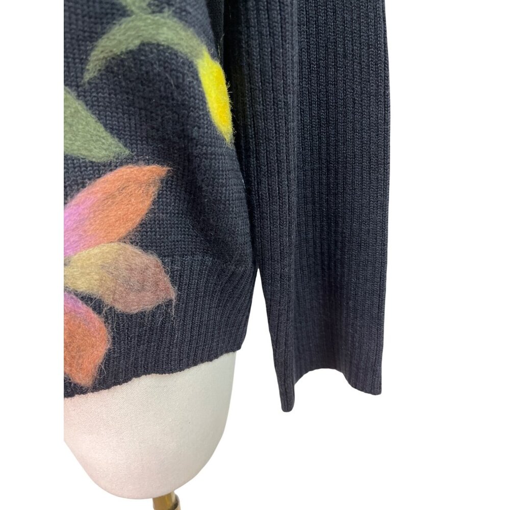 Spanner Womens Black Floral Pattern Sweater Size XL image 5